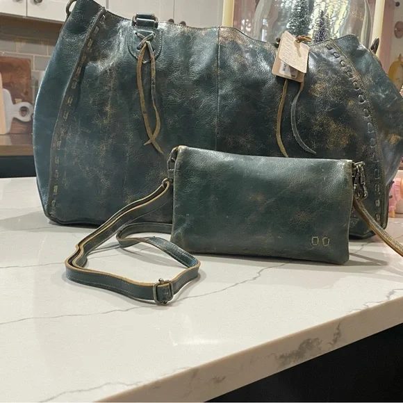 NWTs BED|STU Rockaway Handbag plus Cadence wristlet dark teal lux - Picture 8 of 15